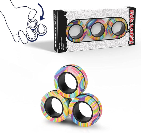 Colorful Magnetic Fidget Rings Set